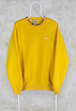 Vintage Yellow Nike Sweatshirt Embroidered Swoosh Mens XL