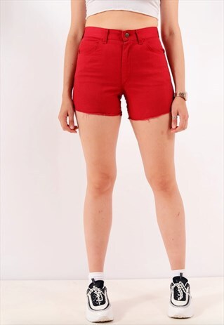 VINTAGE LEE DISTRESSED CUT OFF SHORTS RED