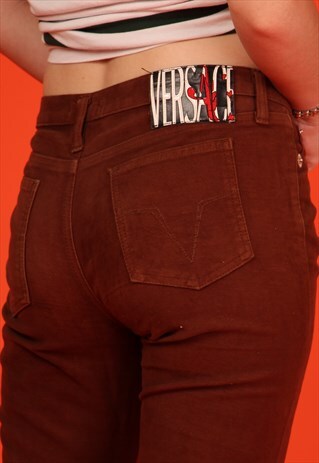 VERSACE BROWN LOW RISING HIP TROUSERS