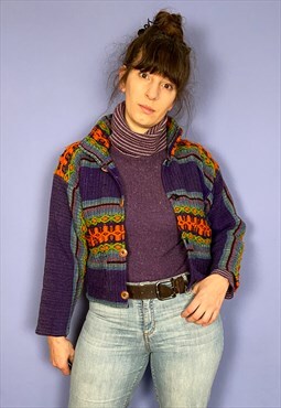Vintage 90's Woven Stripe Hippie Cropped Jacket - S