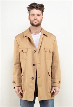 Vintage Men 90's Beige Mac Coat 