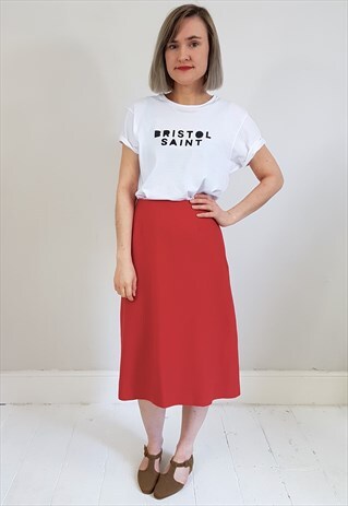VINTAGE 90'S RED WOOL A LINE SKIRT