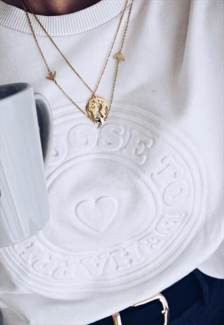 FLYING SWALLOWS BIRDS NECKLACE GOLD PLATED STAINLESS STEEL
