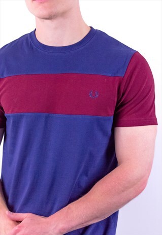VINTAGE FRED PERRY T-SHIRT IN RED & BLUE