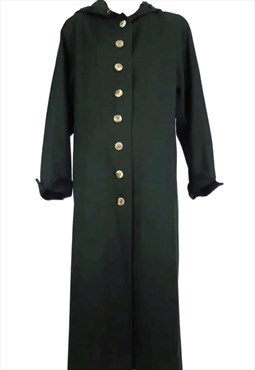 Vintage 60s Green German Tracht Hooded Long Trench Coat