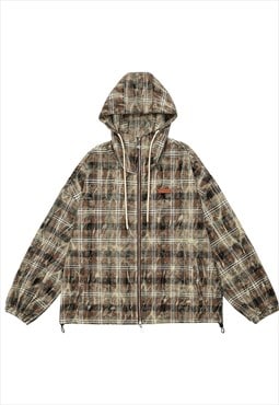 Check print hoodie tie-dye pullover plaid windbreaker jacket