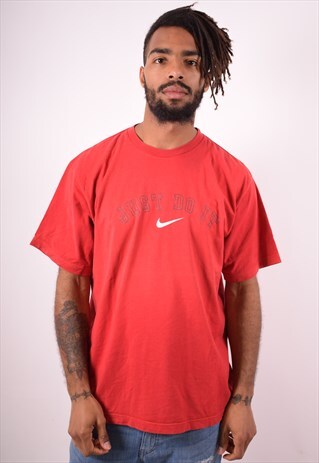 NIKE MENS VINTAGE T-SHIRT TOP LARGE RED 90S