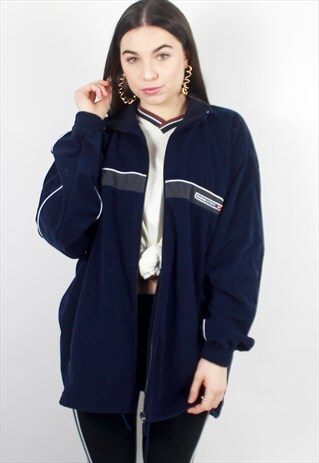 90'S RETRO BLUE VELVET OVERSIZED TRACK JACKET