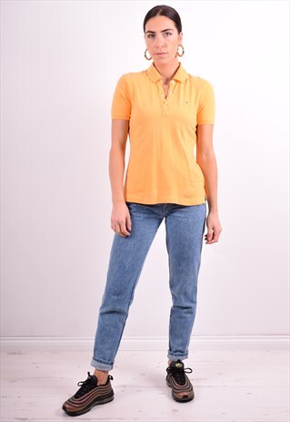 TOMMY HILFIGER WOMENS VINTAGE POLO SHIRT SMALL ORANGE 90'S