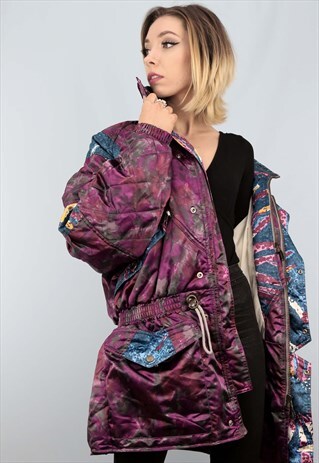 VINTAGE 80S 90S OVERSIZED PUFFER SKI COAT COLOURFUL