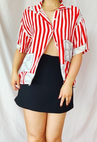 VINTAGE RED STRIPE ANCHOR SHIRT