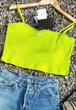 Retro Ribbed Lime Green Nike Cropped Vest Tank Top 