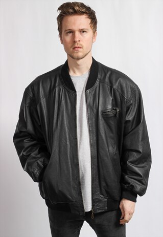 VINTAGE LEATHER BOMBER JACKET