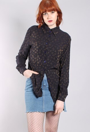VINTAGE 80S METALLIC PATTERNED BLOUSE