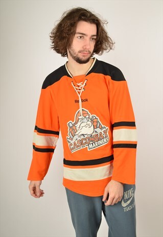 VINTAGE REEBOK HOCKEY SHIRT JERSEY IN ORANGE
