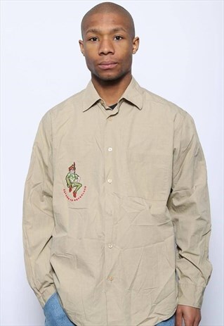VINTAGE CASTELBAJAC EMBROIDERED PETER PAN SHIRT BEIGE