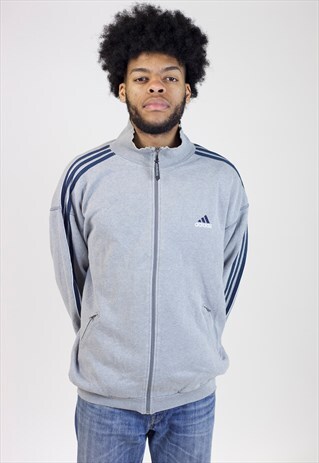 VINTAGE ADIDAS GREY ZIP UP 90'S SWEATSHIRT