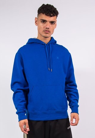 CHAMPION HOODIE BLUE HOODED SWEATSHIRT