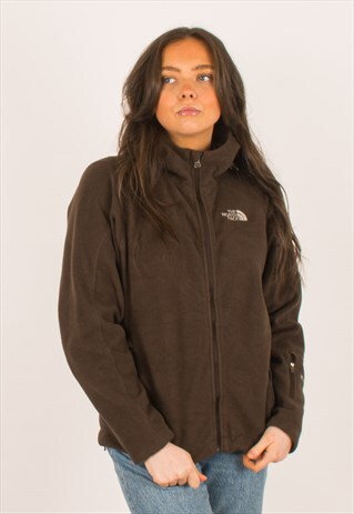 VINTAGE BROWN NORTH FACE WINDWALL HOODED FLEECE MEDIUM
