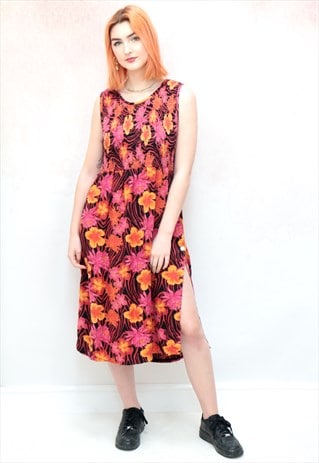 1990S VINTAGE HAWAIIAN BEACH COVER UP MIDI DRESS