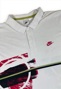 Nike Vintage 90s Agassi tennis polo shirt White with graphic