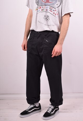 DICKIES MENS VINTAGE TROUSERS W36 L30 BLACK 90S