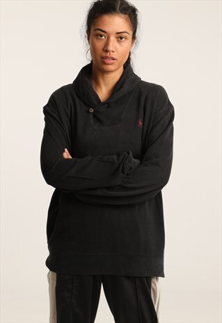 VINTAGE RALPH LAUREN EMBROIDERED LOGO BUTTON UP SWEATSHIRT
