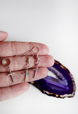 CROSS EARRINGS & EAR CUFF