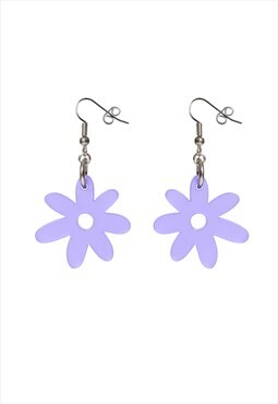 Flower power single drop earrings in purple frost