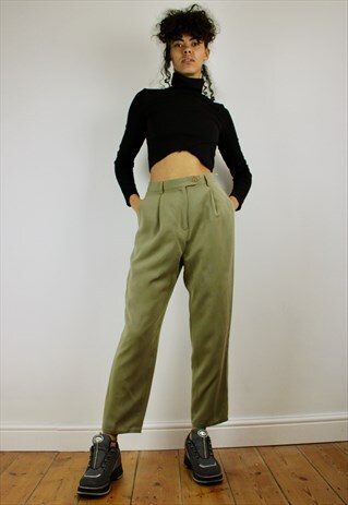 VINTAGE 80S HIGH WAISTED CROPPED TROUSERS