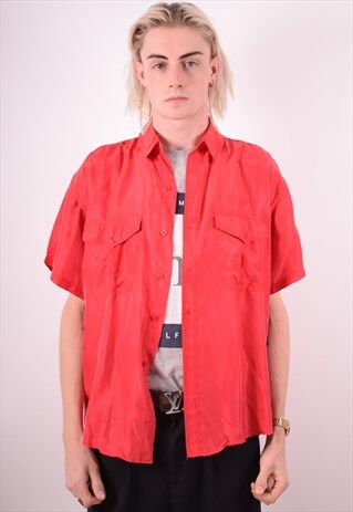 MENS VINTAGE SHIRT MEDIUM RED 90S