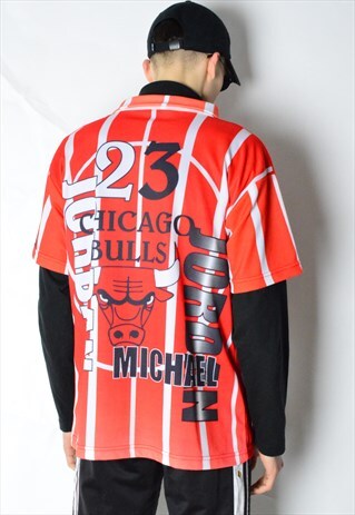 VINTAGE 90S RED CHICAGO BULLS JORDAN SPORTS JERSEY T-SHIRT