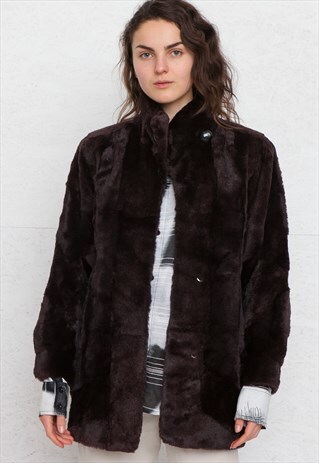 VINTAGE BROWN FAUX FUR COAT