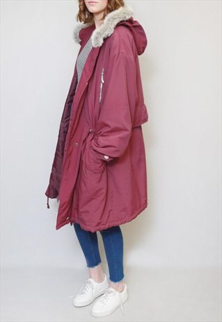 VINTAGE 1990'S PURPLE COLOURED COSY PARKA COAT