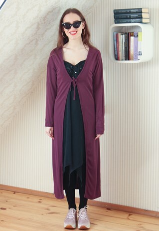 PURPLE BUTGUNDY MAXI CARDIGAN
