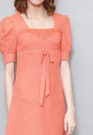 VINTAGE 1960'S ORANGE TEA DRESS MINI DRESS