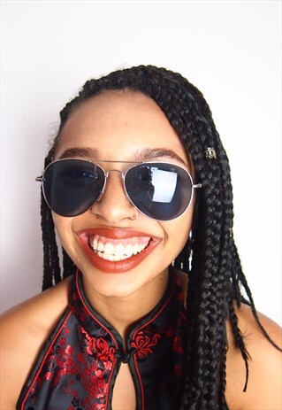 DARK BLUE MIDNIGHT AVIATOR SUNGLASSES