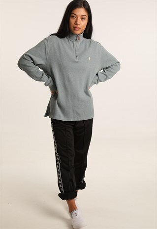 VINTAGE RALPH LAUREN EMBROIDERED LOGO 1/4 ZIP SWEATSHIRT