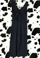 VINTAGE 00S BLUE MONOCHROME STRIPE STRIPED V JUMPSUIT ROMPER