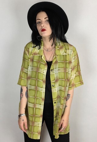VINTAGE 90'S CHECK BLOUSE SIZE MEDIUM/LARGE