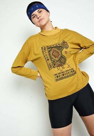 90S RETRO BOHO ETHNIC OVERSIZED THIN SWEATSHIRT JUMPER