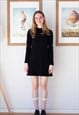 Black ribbed knitted long sleeve dress