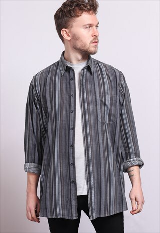 VINTAGE CORDUROY CORD STRIPED SHIRT