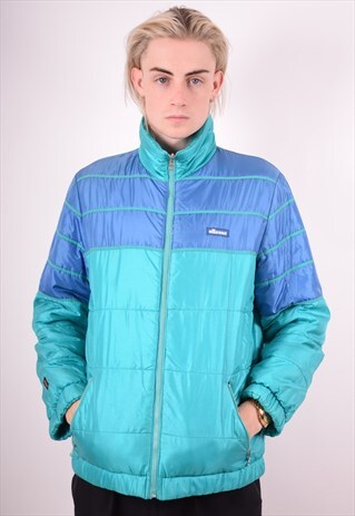 ELLESSE MENS VINTAGE REVERSIBLE JACKET MEDIUM BLUE 90S