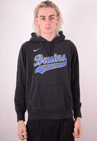 NIKE MENS VINTAGE BRUINS HOODIE JUMPER LARGE BLACK 90S
