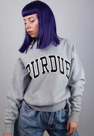 VINTAGE 90'S PURDUE UNIVERSITY LOGO SWEATSHIRT / JUMPER