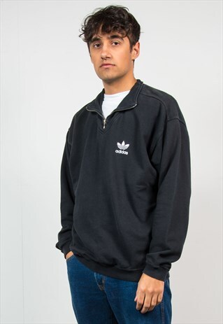 ADIDAS BLACK QUARTER ZIP SWEATSHIRT