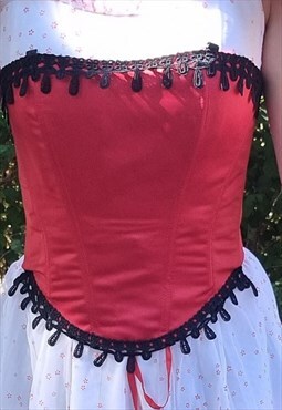 New Red & Black Bustier 'Corset Top Size Small