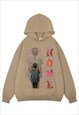 KING PRINT HOODIE PSYCHEDELIC PULLOVER GOTHIC TOP IN WHITE