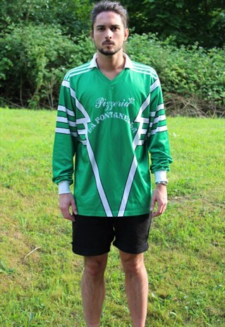 VINTAGE 80S ADIDAS SOCCER JERSEY - LARGE